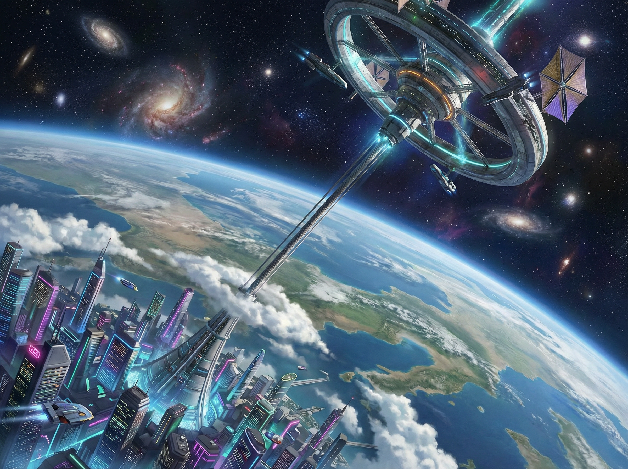 c7娱乐 - 太空电梯巨型工程概念艺术